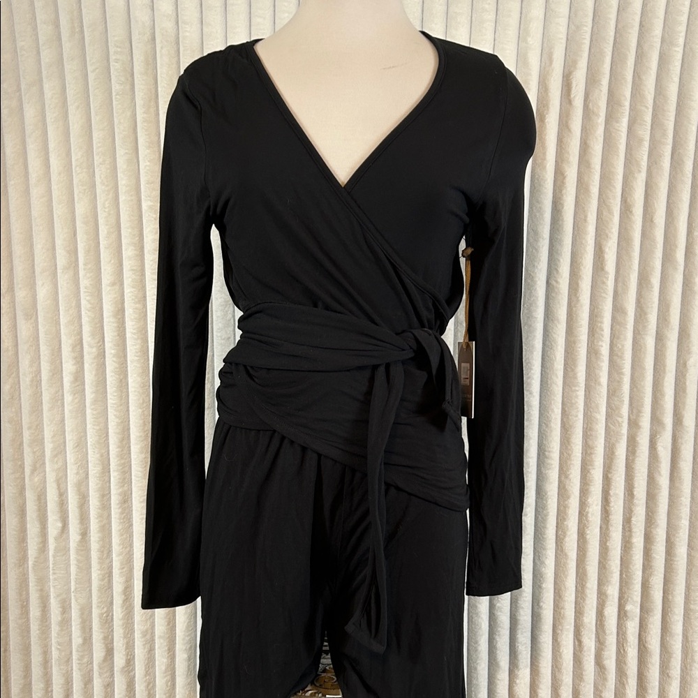 NWT Jackson Rowe black, long sleeve wrap, front jumpsuit size S
